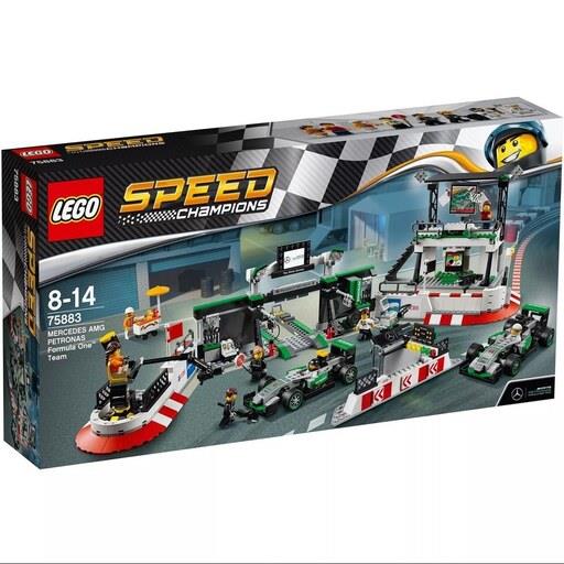 اسباب بازی لگو پیت استاپ فرمول یک تیم مرسدس بنز برند لپین LEPIN